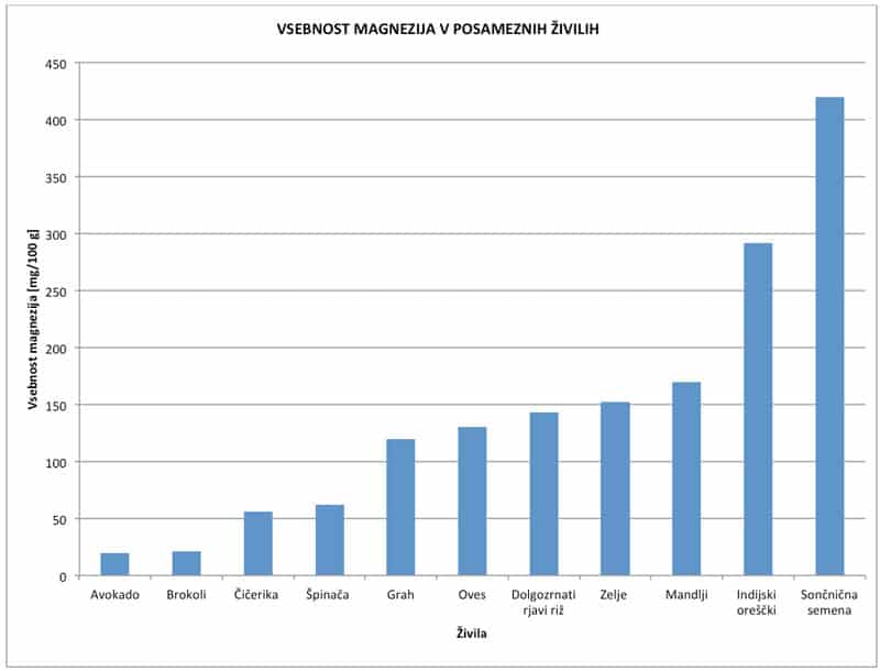 vsebnost magnezija v živilih